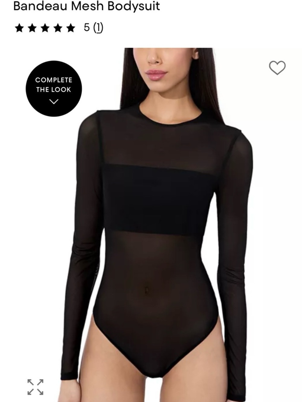 Alice and Olivia Black Long Sleeve sheer Bodysuit with bandeau
